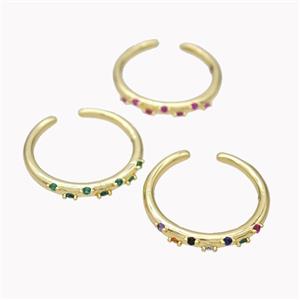 Copper Ring Micropave Zirconia Gold Plated Mixed, approx 18mm dia