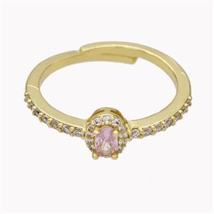 Copper Rings Micropave Zirconia Adjustable Gold Plated, approx 5-7mm, 18mm dia