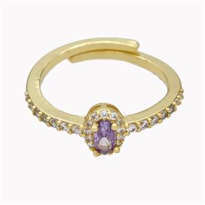 Copper Rings Micropave Zirconia Adjustable Gold Plated, approx 5-7mm, 18mm dia