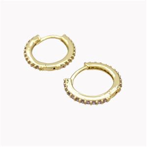 Copper Hoop Earrings Pave Zirconia Gold Plated, approx 14mm