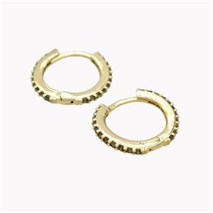 Copper Hoop Earrings Pave Zirconia Gold Plated, approx 14mm