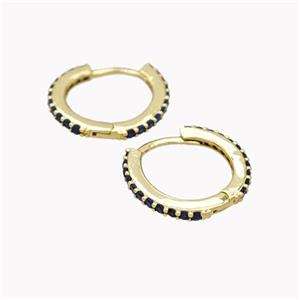 Copper Hoop Earrings Pave Zirconia Gold Plated, approx 14mm