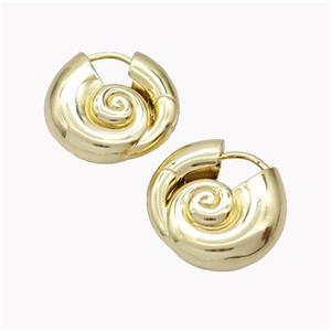 Copper Spiral Shell Hoop Earrings Gold Plated, approx 20mm