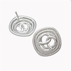 Enamel Heart Stud Earrings Spiral Platinum Plated, approx 18mm