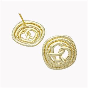 Enamel Heart Stud Earrings Spiral Gold Plated, approx 18mm