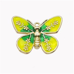 Copper Butterfly Pendant Yellow Enamel Gold Plated, approx 18-22mm