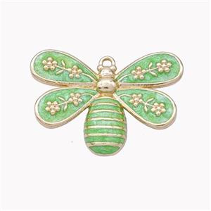 Copper Honeybee Pendant Green Enamel Gold Plated, approx 18-25mm