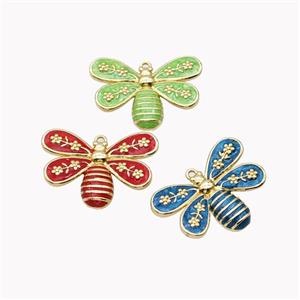 Copper Honeybee Pendant Enamel Gold Plated Mixed, approx 18-25mm