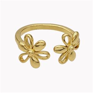 Copper Flower Rings Gold Plated, approx 11mm, 18mm dia