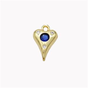 Copper Heart Pendant Pave Zirconia Gold Plated, approx 8-10mm