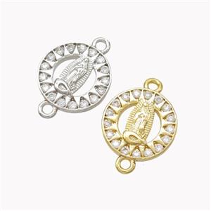 Virgin Mary Charms Copper Connector Pave Zirconia Mixed, approx 12.5mm