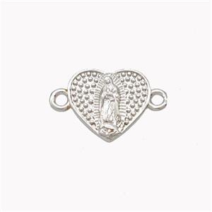 Virgin Mary Charms Copper Heart Connector Platinum Plated, approx 11.5mm