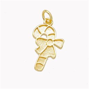 Christmas Candy Cane Charms Copper Pendant Gold Plated, approx 11-16mm