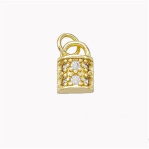 Copper Lock Pendant Pave Zirconia Gold Plated, approx 6.5-10mm