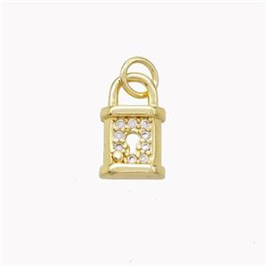 Copper Lock Pendant Pave Zirconia Gold Plated, approx 7.5-13mm