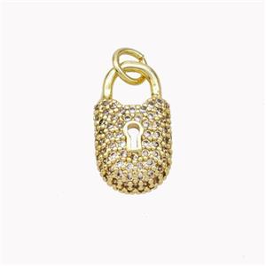 Copper Lock Pendant Pave Zirconia Gold Plated, approx 9-16mm