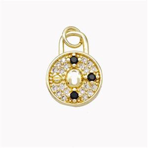 Copper Lock Pendant Pave Zirconia Gold Plated, approx 12-16mm