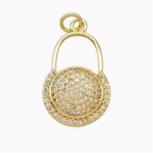 Copper Lock Pendant Pave Zirconia Gold Plated, approx 14-20mm