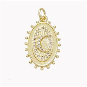 Copper Sun Pendant Pave Zirconia Moon Gold PLated, approx 15-20mm