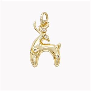 Copper Deer Pendant Pave Zirconia Gold Plated, approx 11-17mm