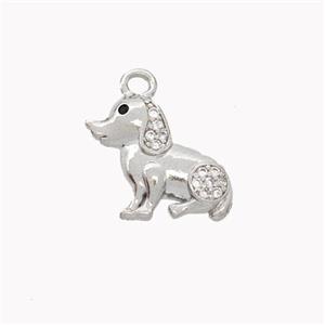 Copper Dog Pendant Pave Zirconia Platinum Plated, approx 12-14mm