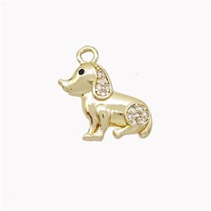 Copper Dog Pendant Pave Zirconia Gold Plated, approx 12-14mm