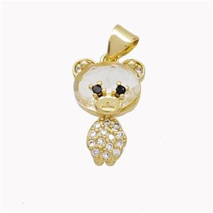 Copper Bear Pendant Pave Zirconia Gold Plated, approx 11-17mm