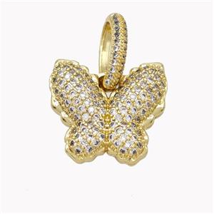 Copper Butterfly Pendant Pave Zirconia Gold Plated, approx 20mm, 10-15mm