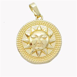 Copper Sun Pendant Gold Plated, approx 19mm