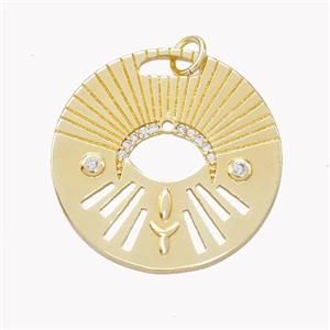 Copper Sun Ray Pendant Pave Zirconia Gold Plated, approx 25mm