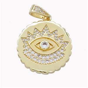 Copper Eye Pendant Pave Zirconia Gold Plated, approx 24mm