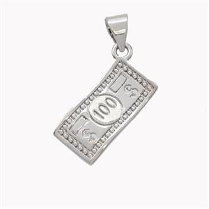 Copper MoneyCash Pendant Platinum Plated, approx 8-16mm