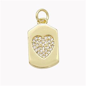 Copper Heart Pendant Micropave Zirconia Gold Plated, approx 10-15mm