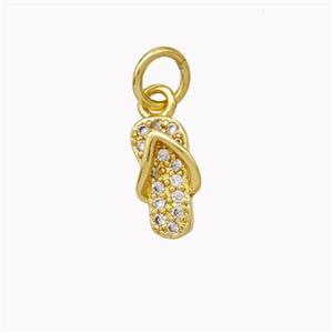 Copper Shoes Pendant Micropave Zirconia Gold Plated, approx 5-10mm