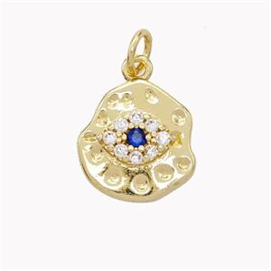 Copper Eye Pendant Micropave Zirconia Gold Plated, approx 12-13mm