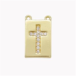 Copper Cross Pendant Pave Zirconia 2loops Gold Plated, approx 9-13mm