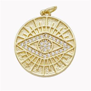 Copper Eye Pendant Pave Zirconia Gold Plated, approx 20mm