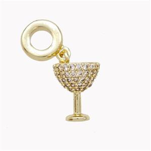 Copper Wine Cup Pendant Pave Zirconia Gold Plated, approx 9-11mm, 9mm