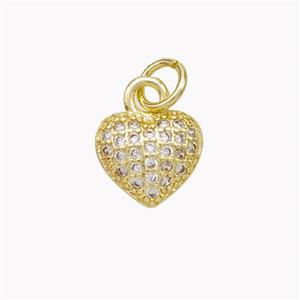 Copper Heart Pendant Micropave Zirconia Gold Plated, approx 9mm