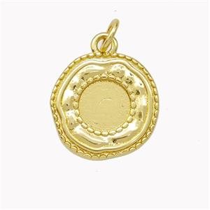 Copper Circle Pendant With Cabochon Pad Gold Plated, approx 15mm