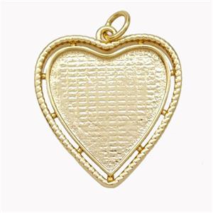 Copper Heart Pendant With Cabochon Pad Gold Plated, approx 20mm