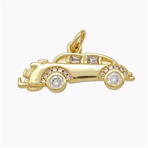 Copper Car Charms Pendant Pave Zirconia Gold Plated, approx 8.5-25mm