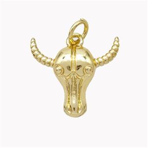 Copper Bullhead Pendant Gold Plated, approx 13-16mm