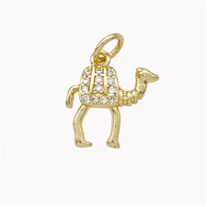 Copper Camel Pendant Pave Zirconia Gold Plated, approx 11-13mm