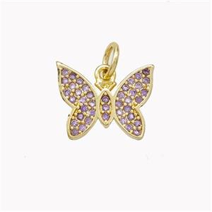 Copper Butterfly Pendant Pave Zirconia Gold Plated, approx 10-13mm