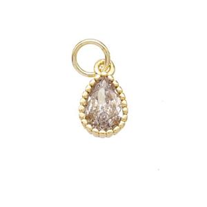 Copper Teardrop Pendant Pave Zirconia Gold Plated, approx 6-8mm