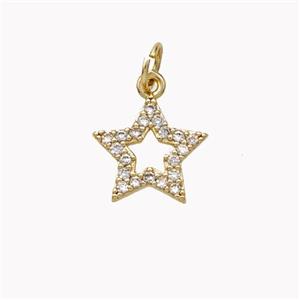 Copper Star Pendant Pave Zirconia Gold Plated, approx 11.5mm