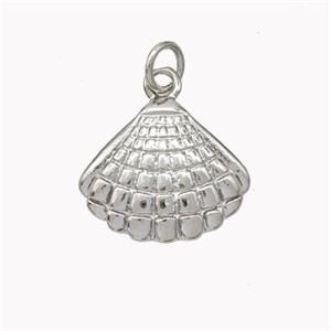 Copper Scallop Shell Pendant Platinum Plated, approx 13-16mm