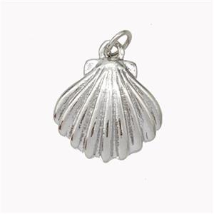 Copper Scallop Shell Pendant Platinum Plated, approx 16mm