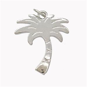 Coconut Tree Charms Copper Pendant Platinum Plated, approx 19-20mm